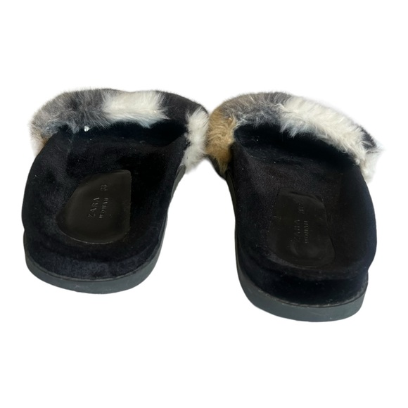 Zara Women's Faux Fur Slides Size 38 US 7-7.5 Brown/Gray/Black EUC - Picture 6 of 9